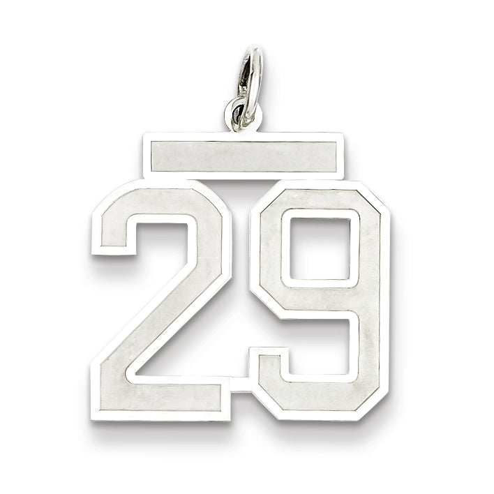 Sterling Silver/Rhodium-plated Satin Number 29 Charm
