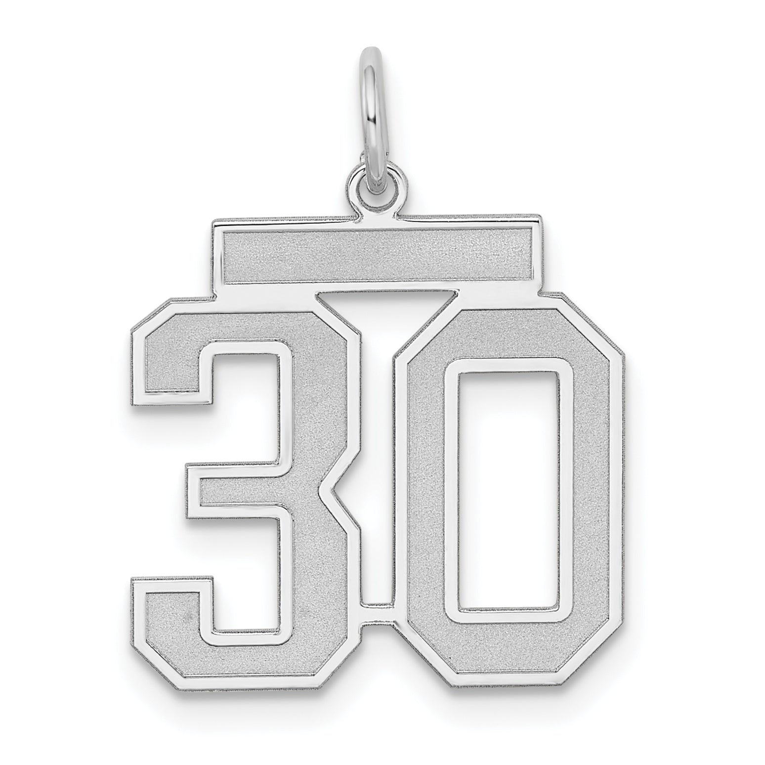Sterling Silver/Rhodium-plated Satin Number 30 Charm Main image