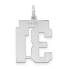 Sterling Silver Rhodium-plated Medium Satin Number 31 Charm
