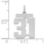 Sterling Silver Rhodium-plated Medium Satin Number 31 Charm