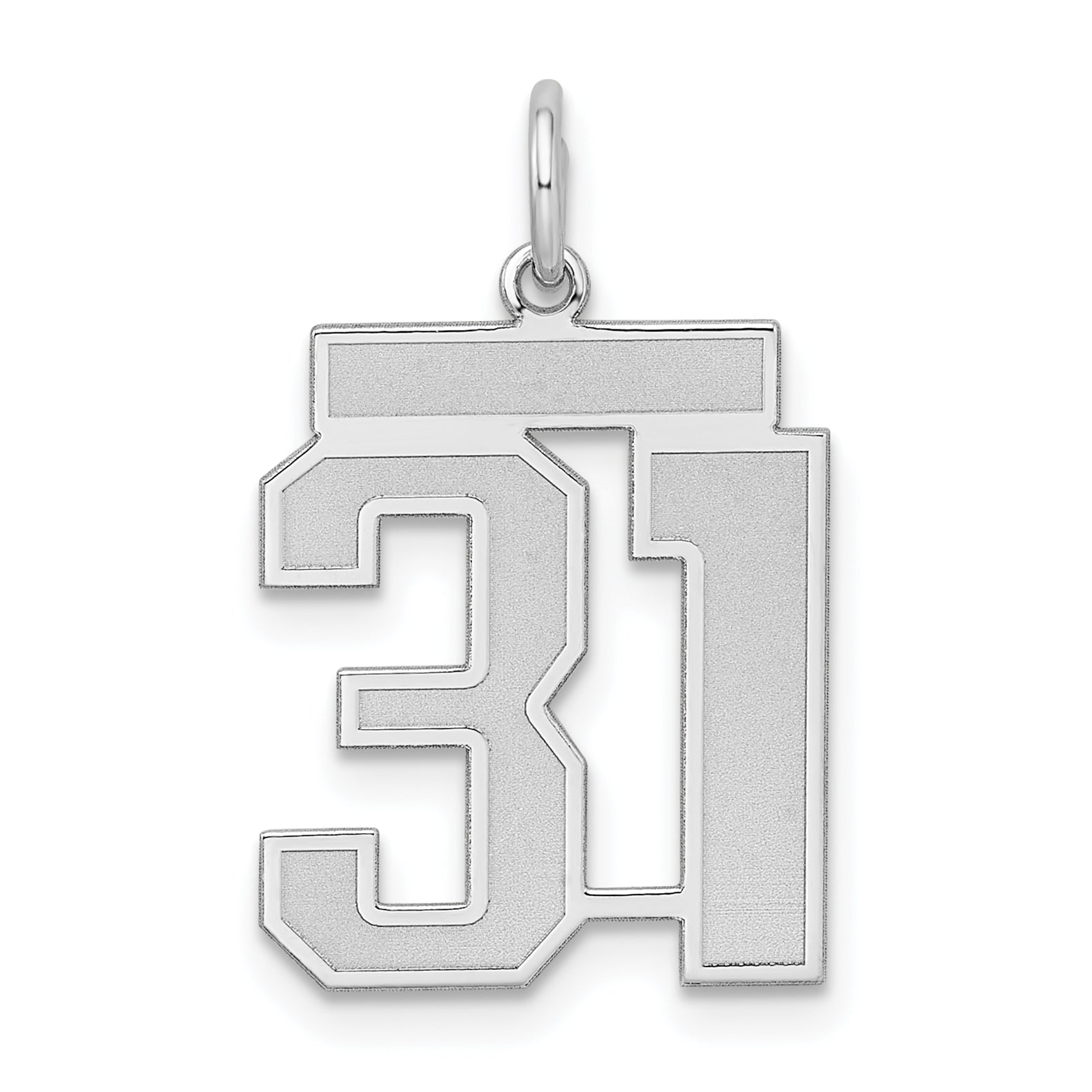 Sterling Silver/Rhodium-plated Satin Number 31 Charm Main image