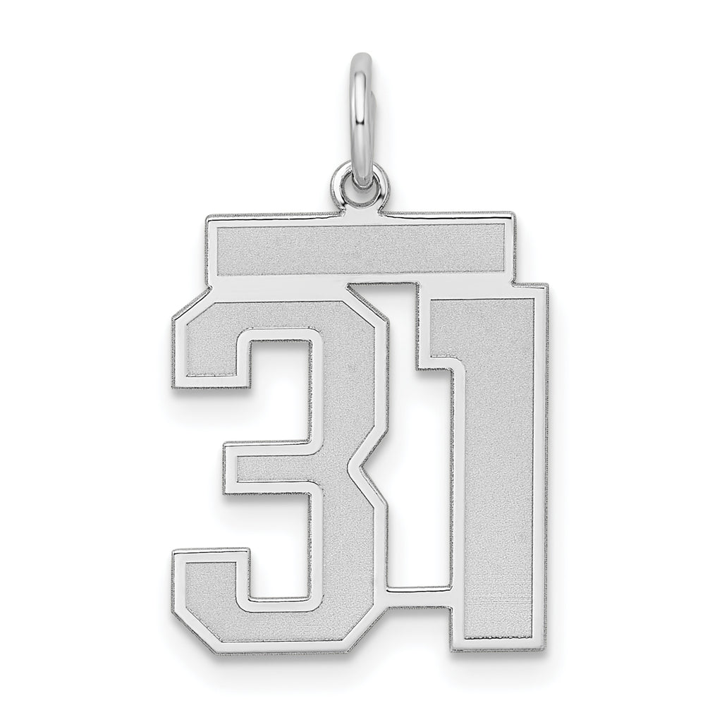 Sterling Silver/Rhodium-plated Satin Number 31 Charm