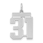 Sterling Silver/Rhodium-plated Satin Number 31 Charm