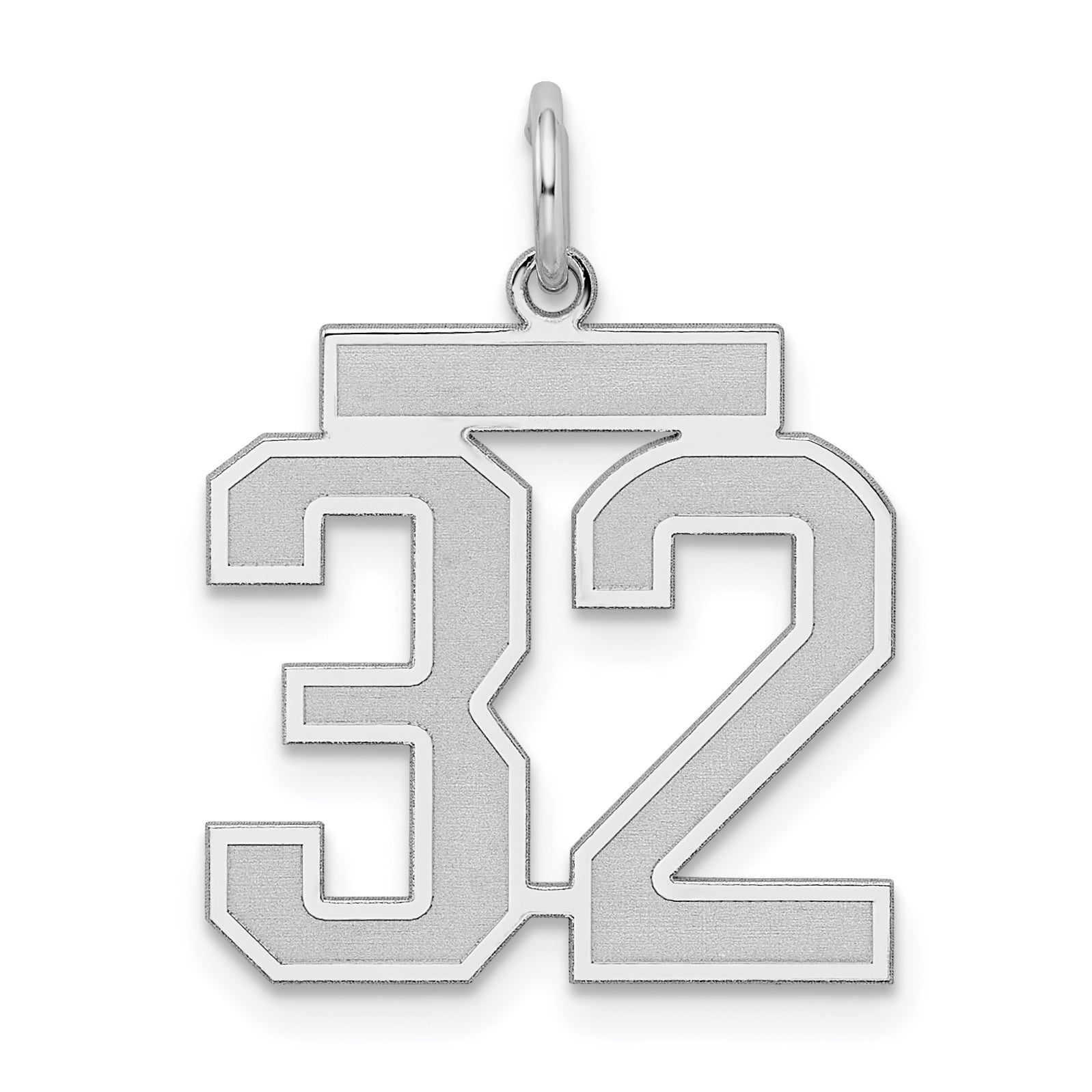 Sterling Silver/Rhodium-plated Satin Number 32 Charm Main image
