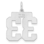 Sterling Silver Rhodium-plated Medium Satin Number 33 Charm