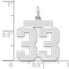 Sterling Silver Rhodium-plated Medium Satin Number 33 Charm