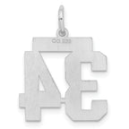 Sterling Silver Rhodium-plated Medium Satin Number 34 Charm