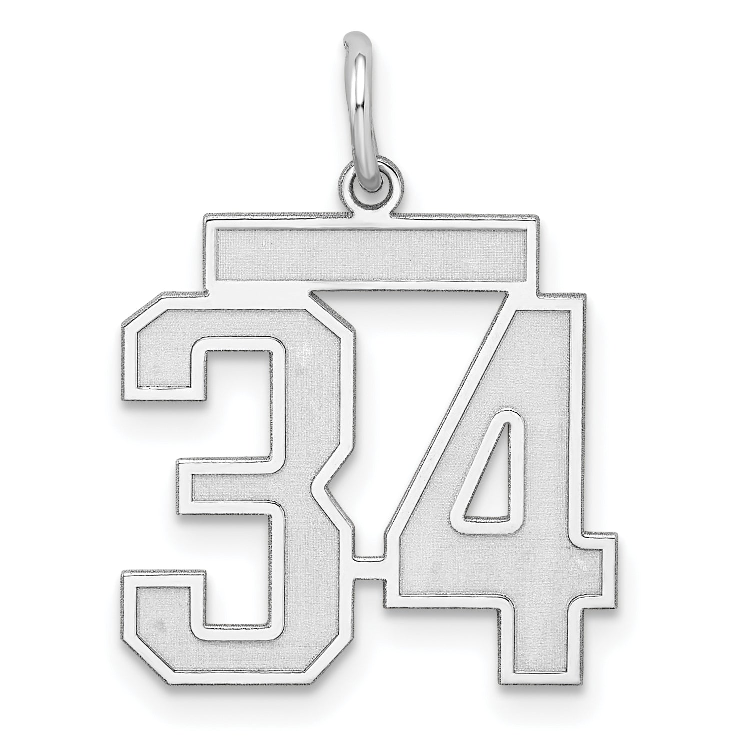 Sterling Silver/Rhodium-plated Satin Number 34 Charm Main image