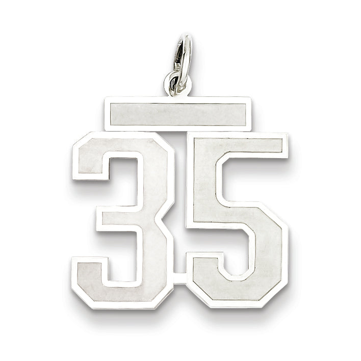 Sterling Silver/Rhodium-plated Satin Number 35 Charm