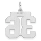 Sterling Silver Rhodium-plated Medium Satin Number 36 Charm