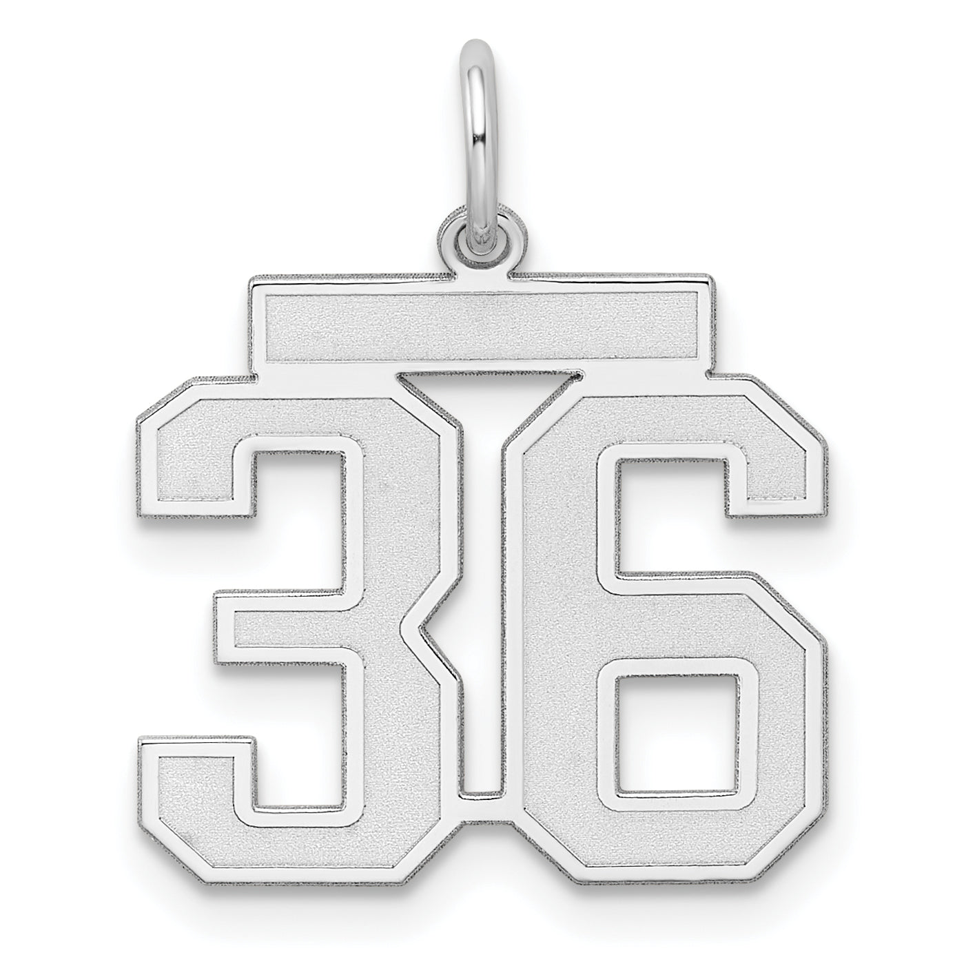 Sterling Silver/Rhodium-plated Satin Number 36 Charm Main image