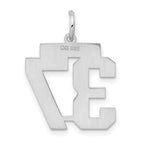 Sterling Silver Rhodium-plated Medium Satin Number 37 Charm