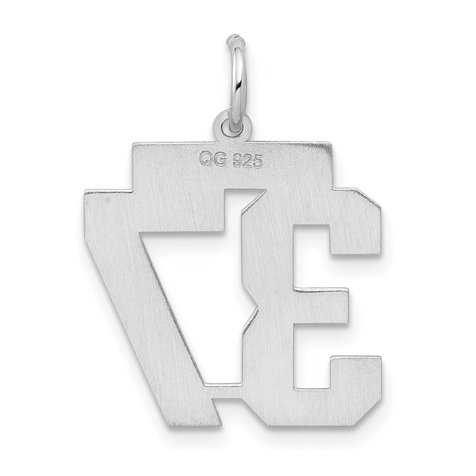 Sterling Silver Rhodium-plated Medium Satin Number 37 Charm