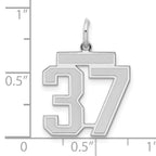 Sterling Silver Rhodium-plated Medium Satin Number 37 Charm