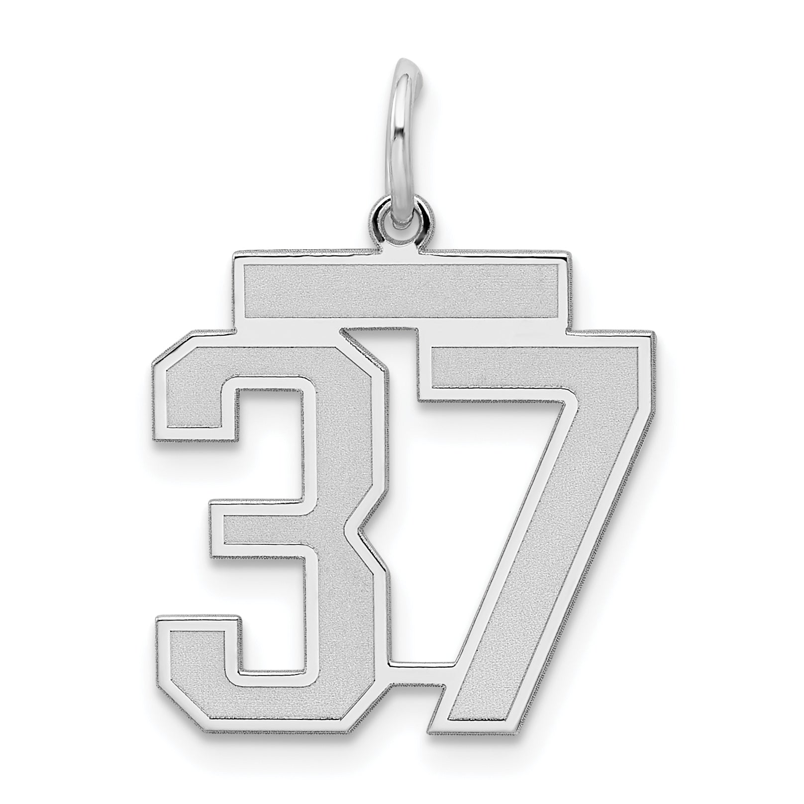 Sterling Silver/Rhodium-plated Satin Number 37 Charm Main image