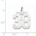 Sterling Silver Rhodium-plated Medium Satin Number 38 Charm
