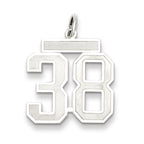 Sterling Silver/Rhodium-plated Satin Number 38 Charm