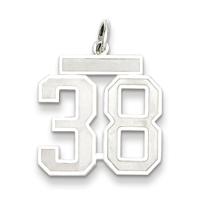 Sterling Silver/Rhodium-plated Satin Number 38 Charm