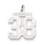 Sterling Silver/Rhodium-plated Satin Number 38 Charm