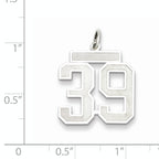 Sterling Silver Rhodium-plated Medium Satin Number 39 Charm