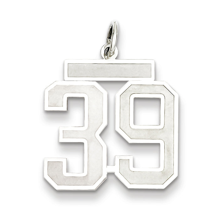 Sterling Silver/Rhodium-plated Satin Number 39 Charm