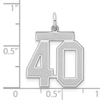 Sterling Silver Rhodium-plated Medium Satin Number 40 Charm