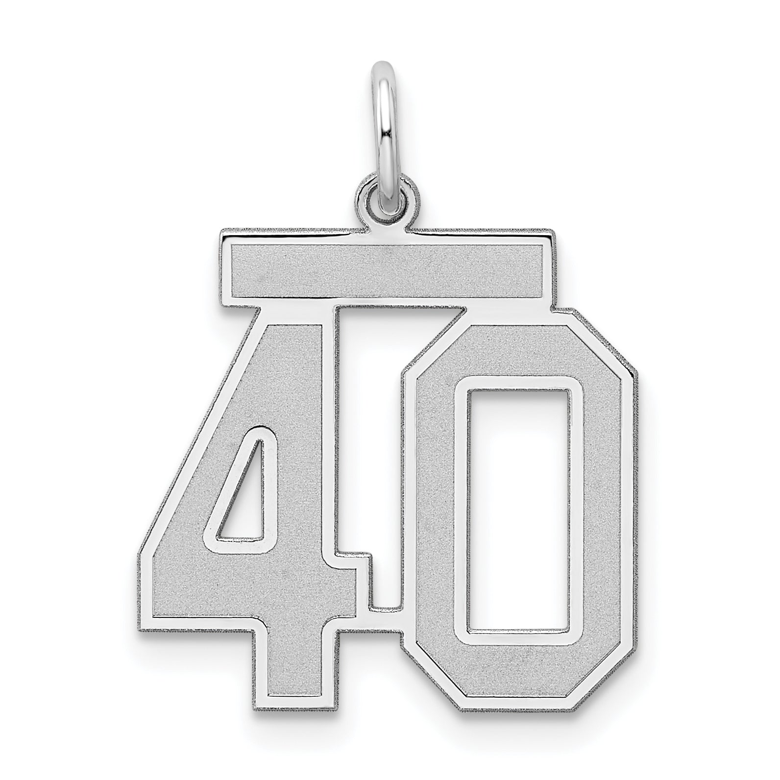 Sterling Silver/Rhodium-plated Satin Number 40 Charm Main image