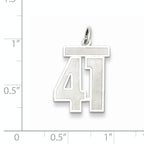 Sterling Silver Rhodium-plated Medium Satin Number 41 Charm
