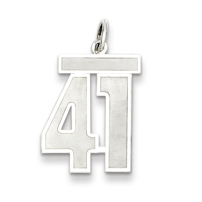 Sterling Silver/Rhodium-plated Satin Number 41 Charm Main image
