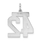 Sterling Silver Rhodium-plated Medium Satin Number 42 Charm