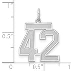 Sterling Silver Rhodium-plated Medium Satin Number 42 Charm