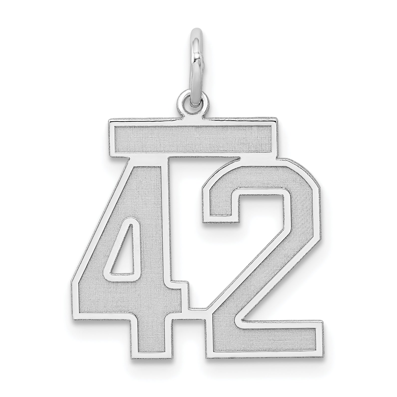 Sterling Silver/Rhodium-plated Satin Number 42 Charm Main image
