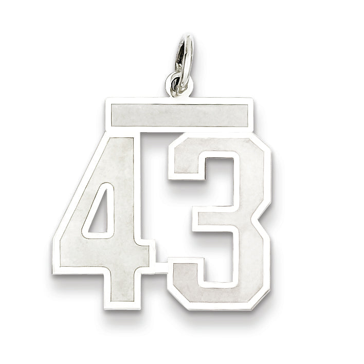 Sterling Silver/Rhodium-plated Satin Number 43 Charm