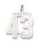 Sterling Silver/Rhodium-plated Satin Number 43 Charm