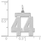 Sterling Silver Rhodium-plated Medium Satin Number 44 Charm