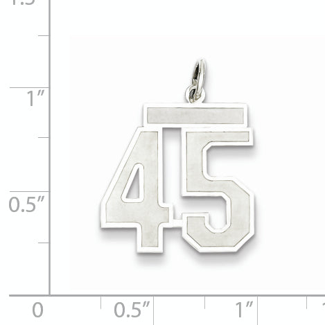 Sterling Silver Rhodium-plated Medium Satin Number 45 Charm