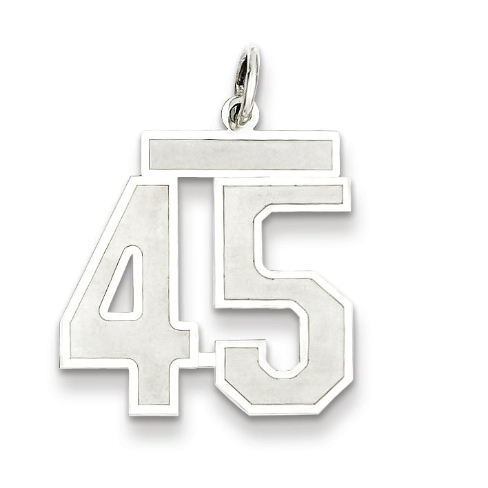 Sterling Silver/Rhodium-plated Satin Number 45 Charm Main image