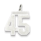 Sterling Silver/Rhodium-plated Satin Number 45 Charm