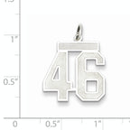 Sterling Silver Rhodium-plated Medium Satin Number 46 Charm