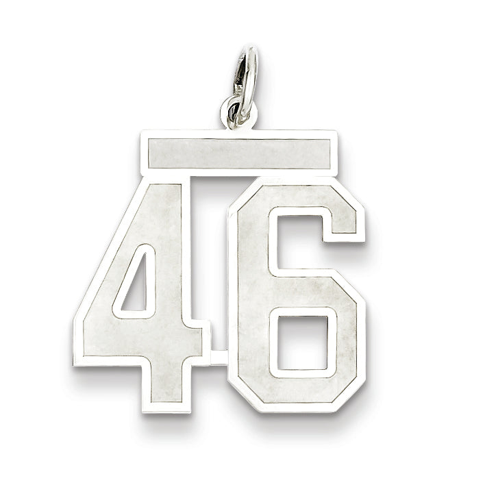 Sterling Silver/Rhodium-plated Satin Number 46 Charm