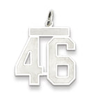 Sterling Silver/Rhodium-plated Satin Number 46 Charm