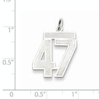 Sterling Silver Rhodium-plated Medium Satin Number 47 Charm