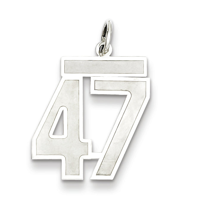 Sterling Silver/Rhodium-plated Satin Number 47 Charm Main image