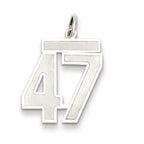 Sterling Silver/Rhodium-plated Satin Number 47 Charm
