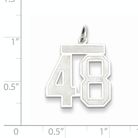Sterling Silver Rhodium-plated Medium Satin Number 48 Charm