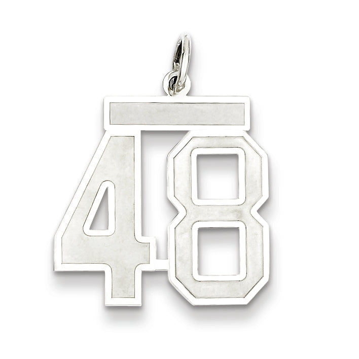 Sterling Silver/Rhodium-plated Satin Number 48 Charm Main image