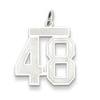Sterling Silver/Rhodium-plated Satin Number 48 Charm