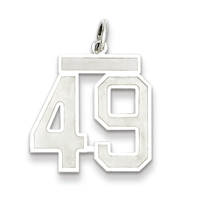 Sterling Silver/Rhodium-plated Satin Number 49 Charm