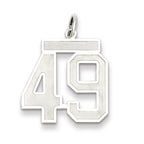 Sterling Silver/Rhodium-plated Satin Number 49 Charm