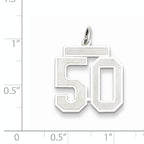 Sterling Silver Rhodium-plated Medium Satin Number 50 Charm